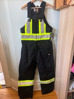 Berne Black & Hi-Viz Yellow Reflective Safety Bib Overalls